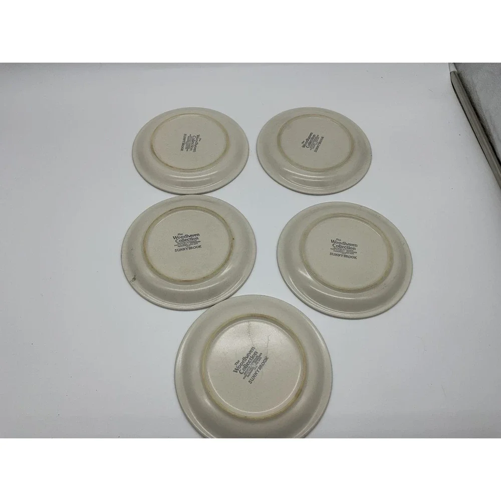 Vintage Woodhaven Collection Sunnybrook Bread Plates Set Of 5 Floral Stoneware